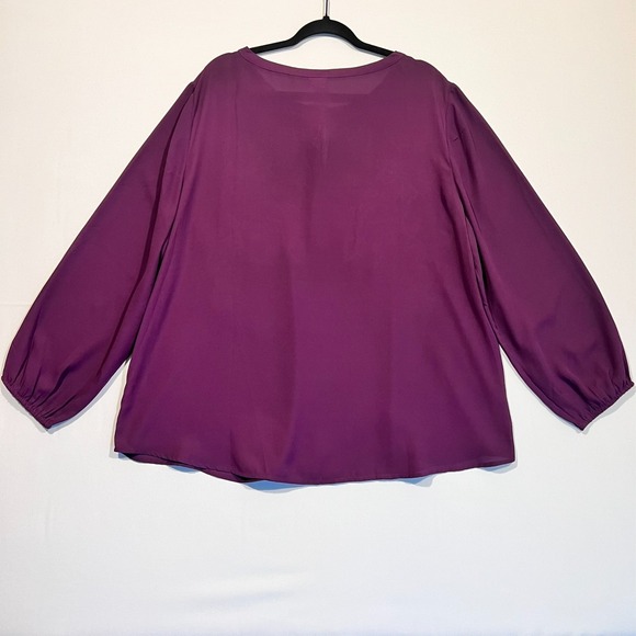 Chico's Peasant Blouse Tunic Boho Purple Floral Embroidered Tassel Sz 4 US 20/22 - Picture 8 of 10